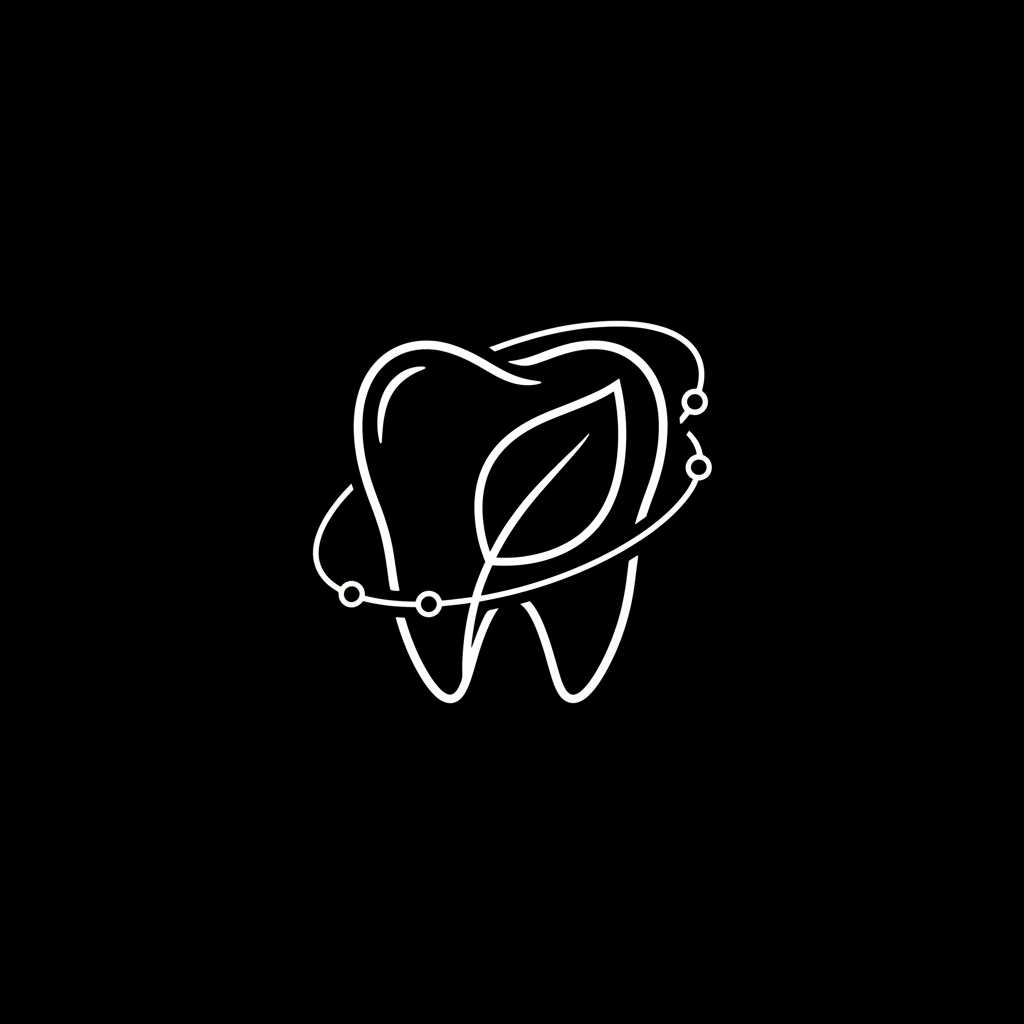 Abstract black‑and‑white graphic representing holistic and biocompatible biological dentistry for patients in Madison Heights, Sterling Heights, Birmingham, and Bloomfield Hills.