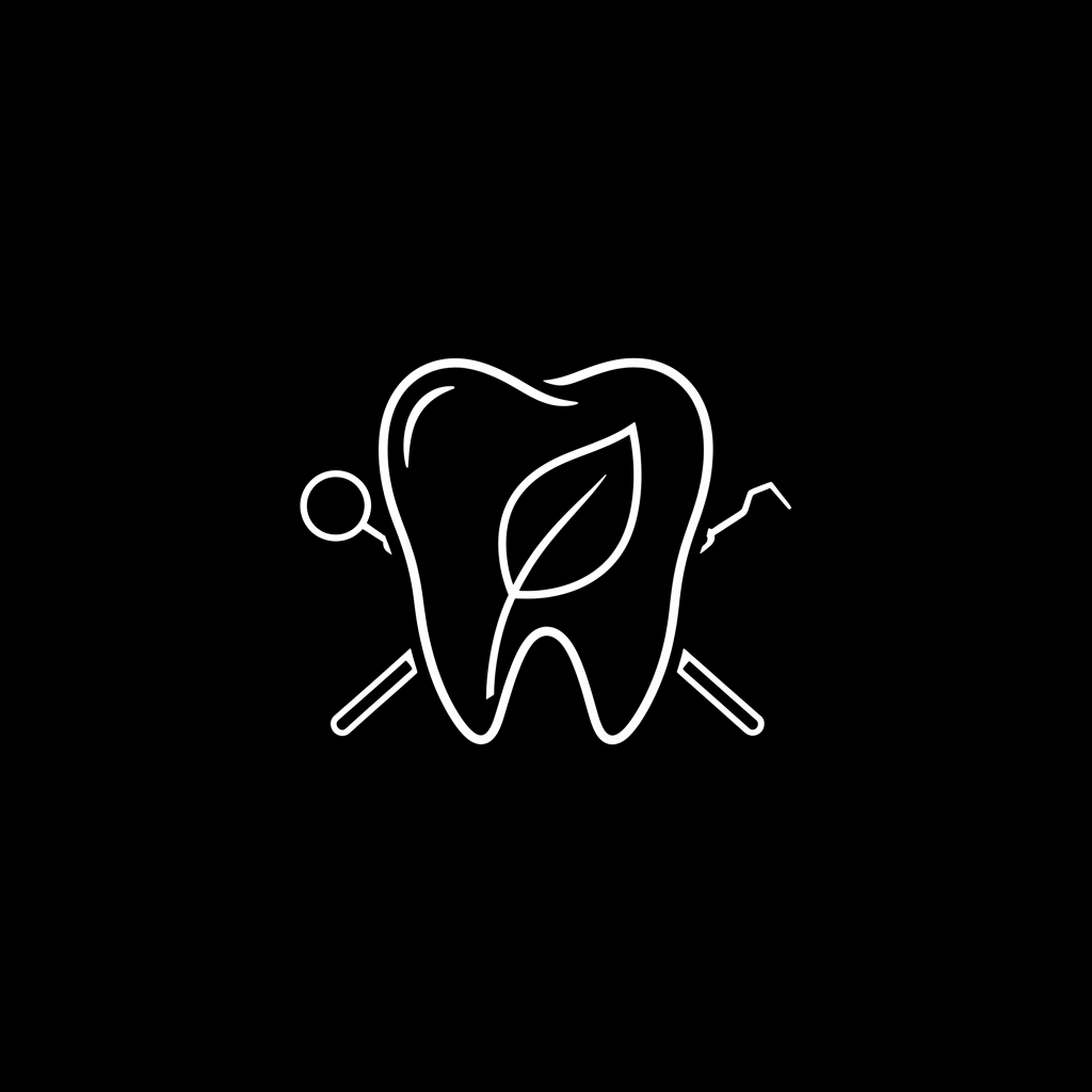 Minimal black‑and‑white graphic representing modern general dentistry available in Madison Heights, Sterling Heights, Birmingham, and Bloomfield Hills.